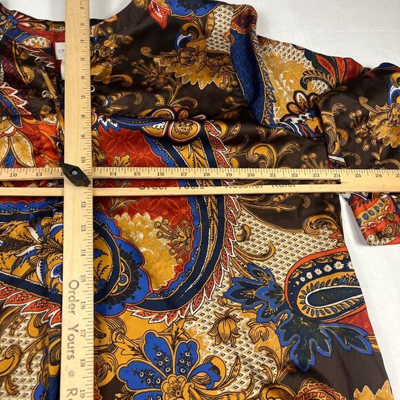 Chicos Asymmetrical Tunic Shirt Boho Colorful Long Sleeve Lace Up Top 3P XLP - Picture 7 of 11